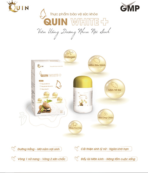 Thực phẩm Thực phẩm bảo vệ sức khỏe QUIN WHITE+ hay còn gọi là Viên Uống Dưỡng Nhan Nội Sinh