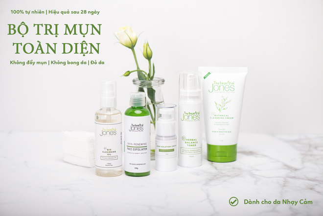 Bộ sản phẩm 5 bước dành cho da mụn – nhạy cảm từ The Beauty of Jones