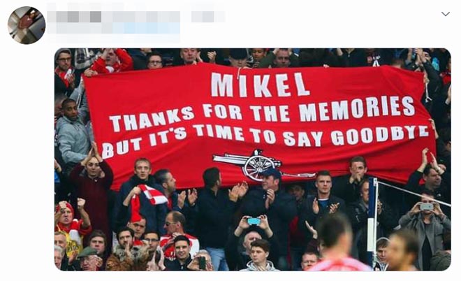 "Mikel, cảm ơn vì những kỷ niệm đẹp nhưng đã đến lúc nói lời tạm biệt", fan đăng tải bức ảnh từ thời Arteta còn thi đấu cho&nbsp;Arsenal cùng dòng thông điệp đầy ẩn ý