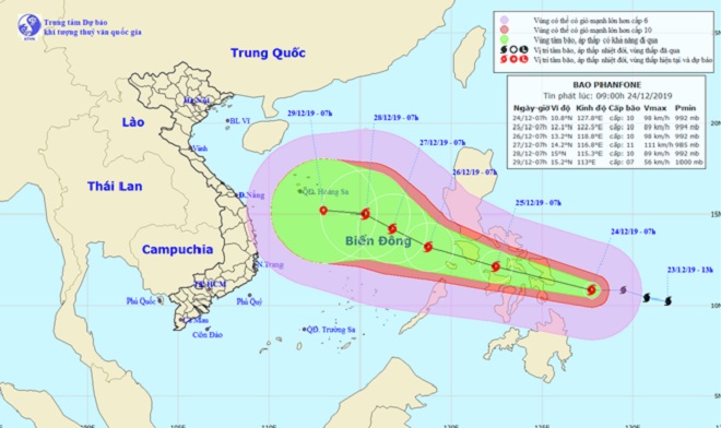 Bão Phanfone gió giật cấp 12 đang tăng tốc hướng vào Biển Đông - 1