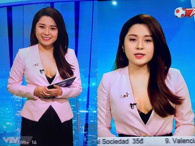 MC Diệu Linh diện nội y khoe vòng 1 khi đọc bản tin cũng là sự cố thời trang đáng chú ý trên truyền hình.