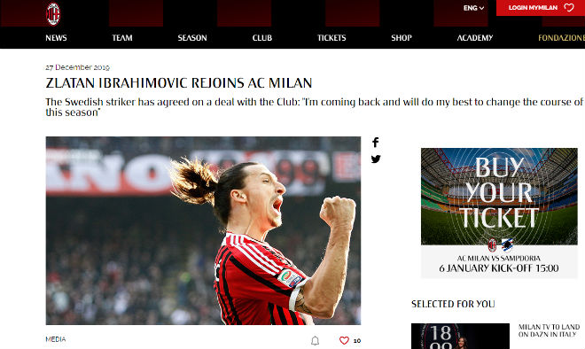 &#34;Bom tấn&#34; chuyển nhượng bất ngờ: Ibrahimovic CHÍNH THỨC tái hợp AC Milan - 1