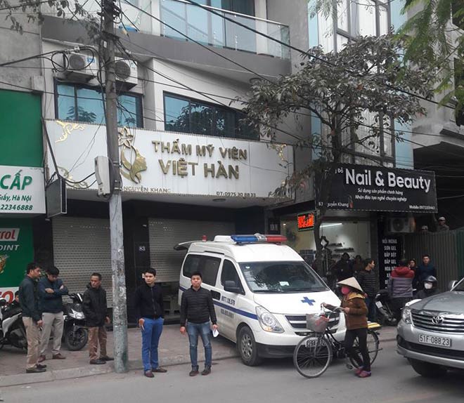 Hiện trường một người đàn ông tử vong khi hút mỡ tại thẩm mỹ viện Việt Hàn.