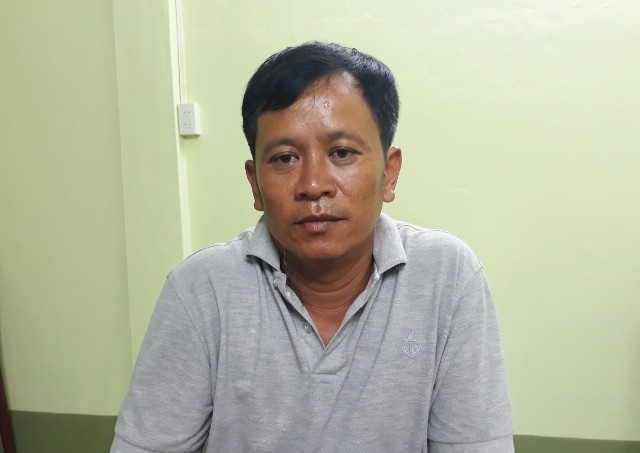 Trần Trọng Trúc tại trụ sở công an.
