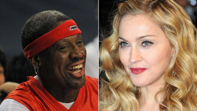 Rodman (trái) tiết lộ câu chuyện thời còn trẻ với ca sỹ Madonna