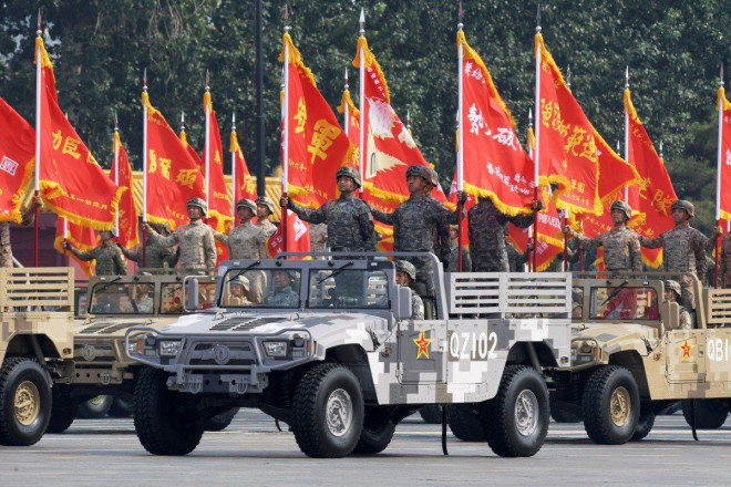 Các binh sĩ tham gia lễ duyệt binh kỷ niệm 70 năm quốc khánh Trung Quốc hồi năm ngoái. Ảnh: Tân Hoa Xã