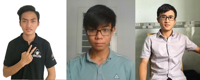 Ba thành viên trong đội giành giải nhất "Đấu trường AI" đều đang là sinh viên Trường Đại học Khoa học Tự nhiên TP.HCM. Từ trái qua: Huỳnh Ngô Trung Trực, Nguyễn Hoàng Linh và Phan Văn Phát.