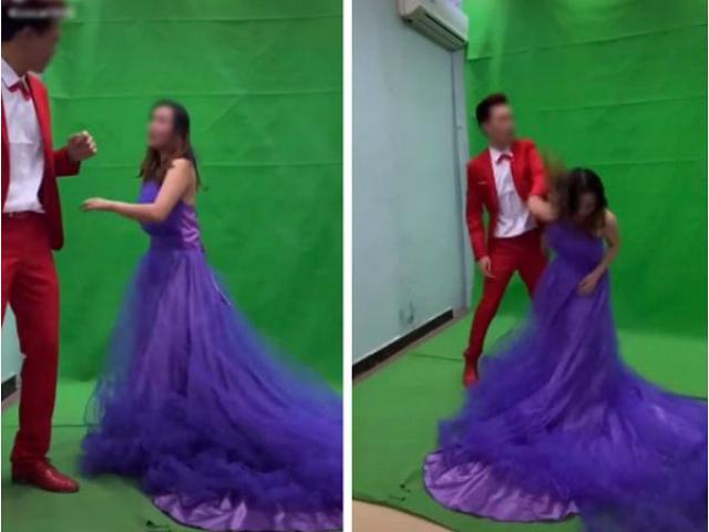 Bạn trẻ - Cuộc sống - Bất đồng cách tạo dáng chụp ảnh cưới, cô dâu - chú rể bất ngờ quay ra "choảng nhau"