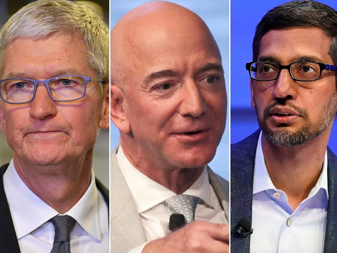 CEO Apple - Tim Cook, CEO Amazon - Jeff Bezos và CEO Google - Sundar Pichai.