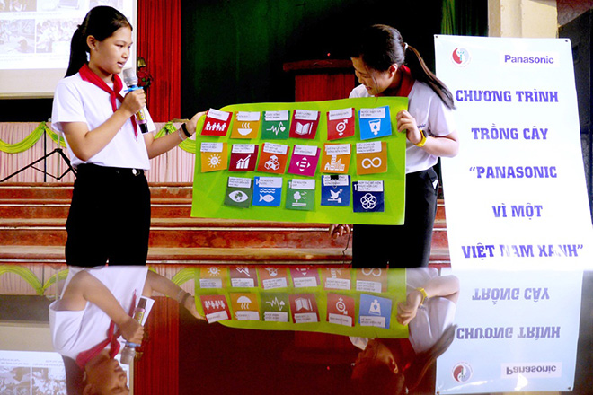 Eco Relay - 100 em học sinh THCS Nghĩa Thắng hào hứng tham gia lớp học môi trường do Panasonic tổ chức