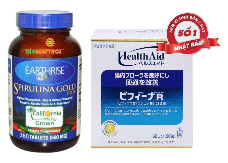 Bộ sản phẩm tăng cân Tảo Mặt trời và Men vi sinh Bifina