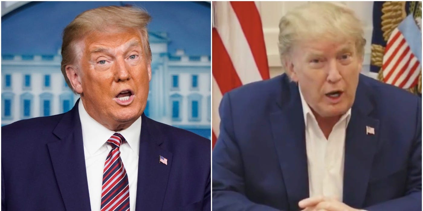 Hình ảnh ông Trump trước và sau khi nhập viện (ảnh: Business Insider)