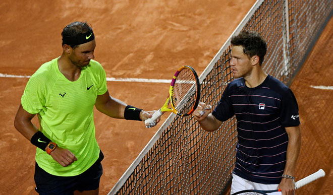 Schwartzman đánh bại Nadal chỉ sau hai set 6-2 7-5 ở tứ&nbsp;kết của Rome Masters
