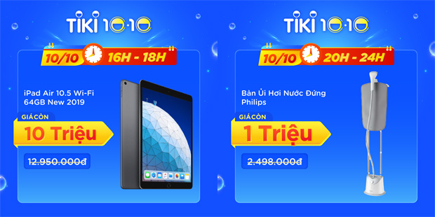 Sản phẩm nhà Táo iPad Air 10.5 Wifi giảm kịch liệt tận gần 3 triệu, đây là phiên bản 2019 được rất nhiều dân công nghệ săn đón. Nếu bạn đang sắm sửa đồ dùng nhà cửa thì sẵn tiện mua luôn bàn ủi hơi nước đứng Philips này luôn nha, 1 triệu thôi à!
