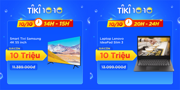 Bên cạnh đó, gia nhập cuộc đua giá sốc còn có Smart Tivi Samsung 4K 55 inch siêu to khổng lồ “chốt đơn” 10 triệu. Một “món ngon” khác nếu bỏ lỡ sẽ tiếc, chính là chiếc laptop Lenovo IdeaPad Slim 3 giảm 3 triệu ngay lập tức trong tối nay.