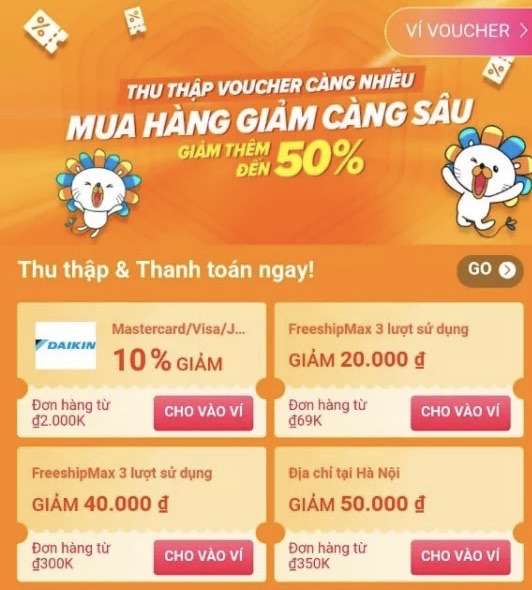 Đừng quên thu thập mã giảm giá 50,000 cho các đơn hàng có địa chỉ nhận hàng tại Hà Nội nhé!