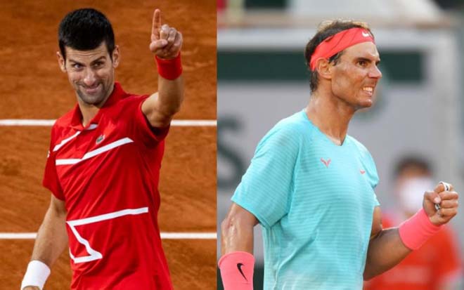 Djokovic (trái) hướng đến mục tiêu đánh bại Nadal