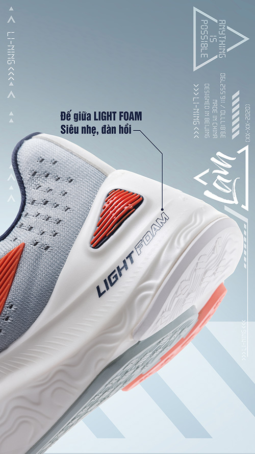 Li-Ning nâng cấp phần đế giữa Light Foam để mang đến khả năng “giảm chấn vượt trội” cho LAM
