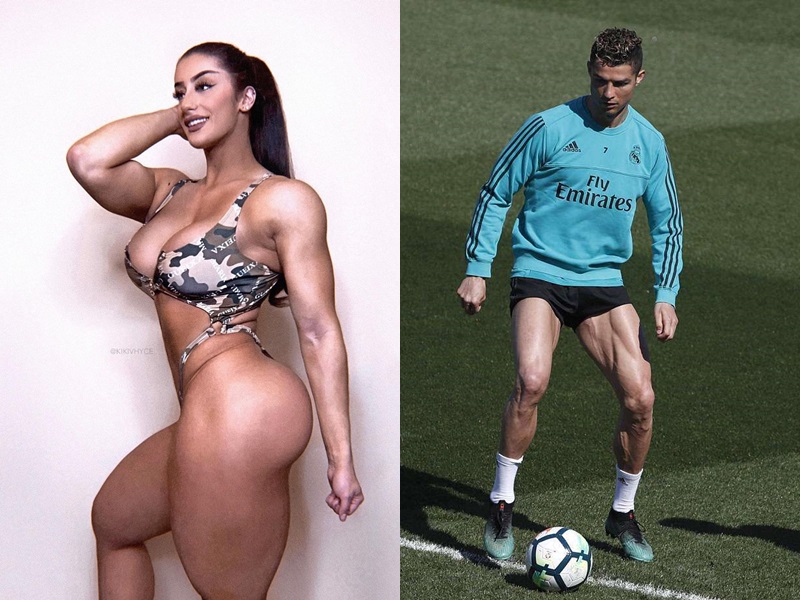 Cơ đùi của người đẹp thể hình Úc được đánh giá không thua kém gì CR7 thậm chí còn nổi bật hơn.