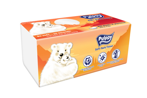 Khăn giấy rút Pulppy Polar bear 250 tờ