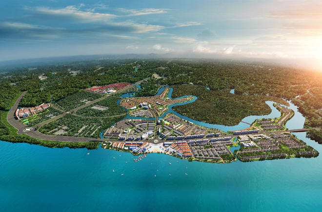 Dự án Aqua City quy mô 1.000ha được bao bọc bởi các sông lớn: sông Đồng Nai, sông Buông, sông Trong