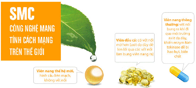 Công nghệ SMC giúp bảo vệ nguyên vẹn Nattokinase đi vào cơ thể