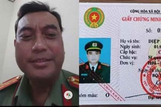 Diệp Ngọc Hà giả Phó cục trưởng Cục cơ yếu - Bộ Công an để đến công an huyện Châu Thành A “thăm anh em”. Ảnh: CA