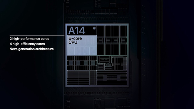 Chip xử lý A14 giúp cho dòng iPhone 12 đứng đầu hiệu năng trong phân khúc cao cấp.