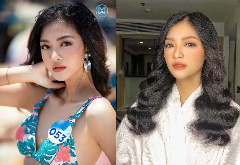 Kiều Loan trong cuộc thi Hoa hậu Thế giới Việt Nam 2019 với gương mặt cân đối.