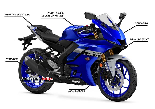 Thời gian gần đây, giới thạo xe rộ tin đồng rằng một phiên bản hoàn toàn mới của Yamaha YZF-R3 sắp được trình làng với nhiều sự thay đổi, và hiện những hình ảnh render đầu tiên của R3 đã chính thức trình làng.   Từ hình ảnh render có thể thấy, YZF-R3 mới có khá nhiều sự thay đổi so với thế hệ hiện tại. Cụ thể, đèn pha xe được thiết kế lại với tiết diện nhỏ hơn tạo cho đầu xe sự sắc nét hơn. Bên cạnh đó, chúng ta cũng có thể thấy sự đổi mới ở các chi tiết trên fairing, bình xăng và gắp sau. Đuôi xe cũng được thiết kế lại theo kiểu đặc trưng của dòng Yamaha R series.   Cùng với thay đổi về bề ngoài, dự kiến khung Tubular hiện tại của YZF-R3 cũng được chuyển thành dạng Deltabox, và cánh tay đòn cũng được thiết kế lại. Những thay đổi về thiết kế khiến YZF-R3 có được thiết kế tiệm cận với đàn anh YZF-R6 cũng như thành viên R series khác,   Về động cơ hiện vẫn chưa có thông tin chi tiết, nhưng dự kiến YZF-R3 sẽ được tích hợp van biến thiên VVA để mang tới sức mạnh linh hoạt hơn. Hiện tại, phiên bản YZF-R3 2020 vẫn đang sử dụng khối động cơ xy lanh thẳng hàng dung tích 321cc, làm mát bằng dung dịch, sản sinh công suất tối đa 42 mã lực và mô-men xoắn cực đại là 29.6 Nm.