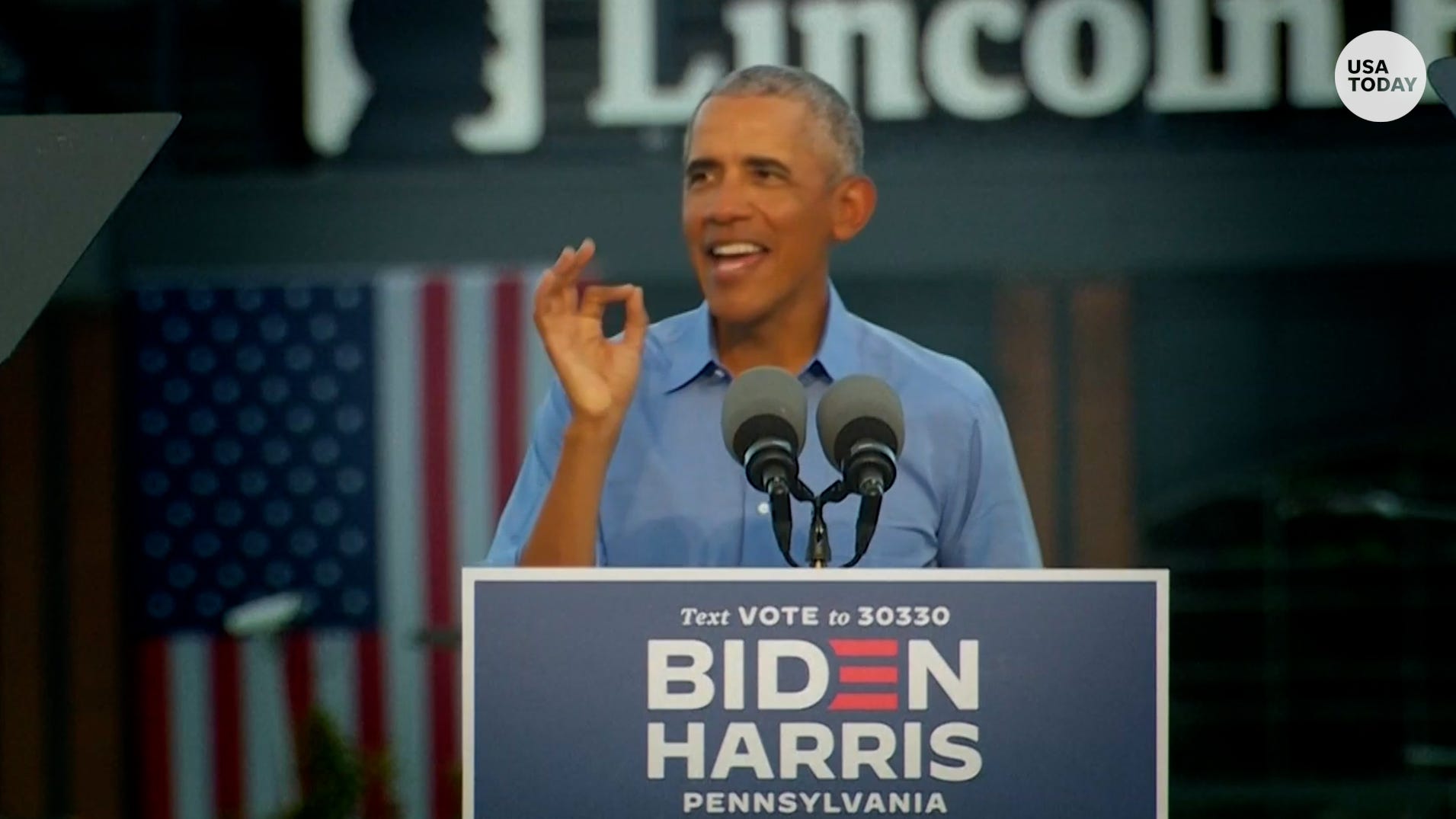 Cựu Tổng thống Mỹ Barack Obama phát biểu tại bang chiến địa Pennsylvania để vận động mọi người bỏ phiếu cho ông Biden. Ảnh: USA Today