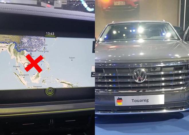 Bản đồ có hình "đường lưỡi bò" xuất hiện trên xe Volkswagen Touareg trưng bày tại một triển lãm ở TP HCM vào tháng 11-2019