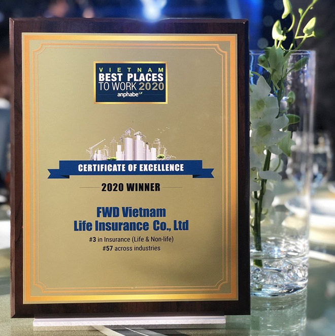 FWD xuất sắc lot Top 3 nơi có môi trường làm việc tốt nhất ngành bảo hiểm chỉ sau 4 năm hoạt động