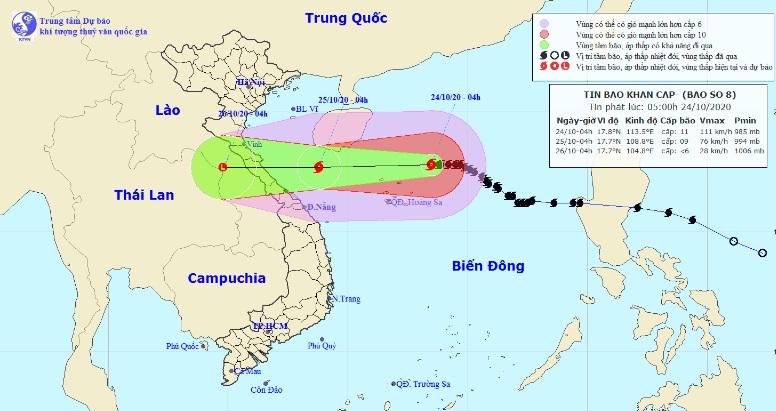 Bão số 8 đang hướng vào miền Trung, những tỉnh nào nằm trong tâm bão? - 1