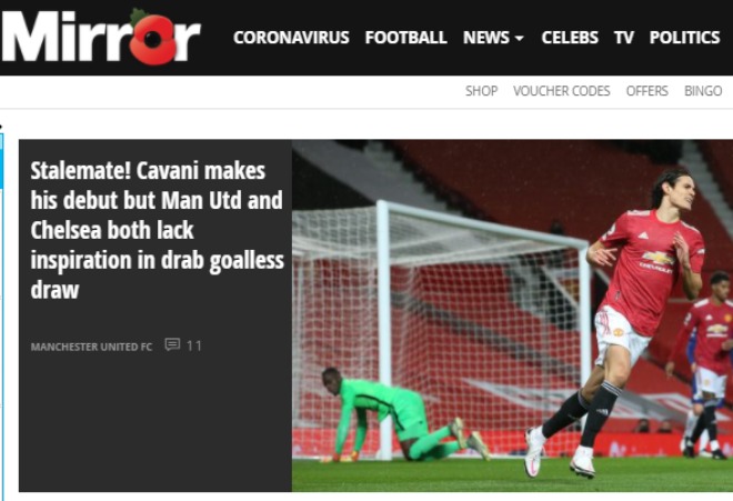 Cavani có màn ra mắt MU khá ấn tượng