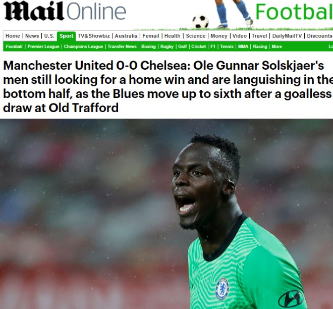 Thủ thành Mendy được truyền thông ca ngợi sau đại chiến MU - Chelsea