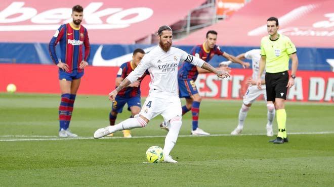 Sergio Ramos sút phạt đền giúp Real Madrid đánh bại Barcelona 3-1 ngay trên sân Nou Camp