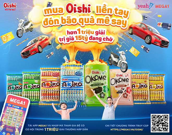 Ăn Oishi thả ga, trúng ngay xe Mazda, Piaggio và hàng triệu phần quà hấp dẫn khác, còn gì tuyệt vời hơn?
