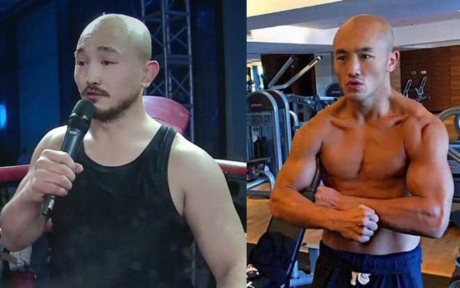 Hình ảnh đăng tải mới nhất của Yi Long (phải) cho thấy thân hình của anh đã săn chắc chứ không bị núc ních như hồi tháng 4/2020 (trái)
