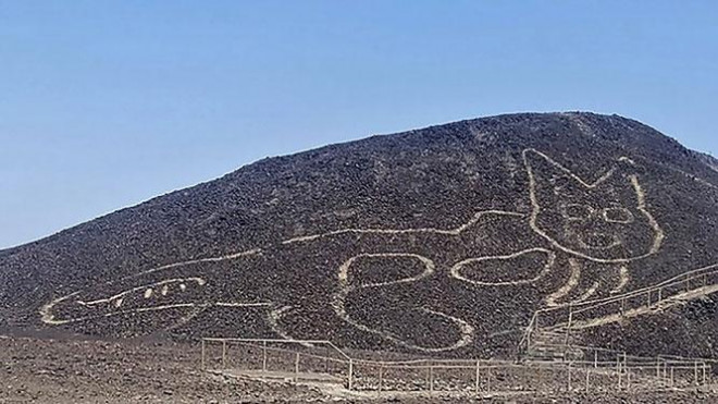 Hình chú mèo khổng lồ vừa được phát hiện cũng như nhiều hình vẽ khác đã tồn tại hàng nghìn năm ở Nazca.