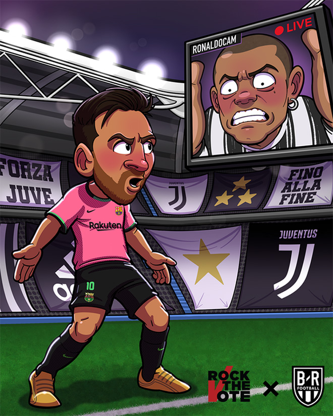 Ronaldo cay đắng nhìn Mess tỏa sáng trong cuộc đối đầu với Juventus.