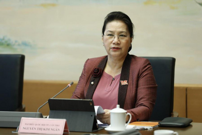 Chủ tịch Quốc hội Nguyễn Thị Kim Ngân tại phiên thảo luận tổ (ảnh Q.V)