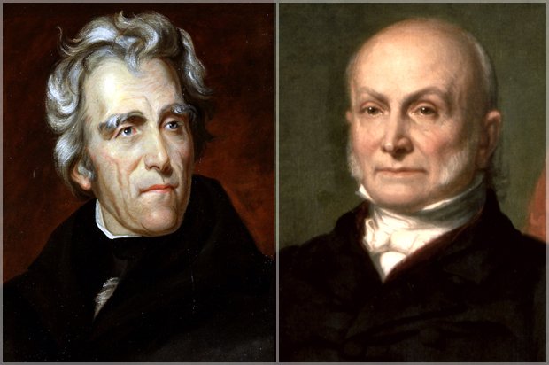 Ứng viên tổng thống&nbsp;Andrew Jackson (trái) và đối thủ John Quincy Adams trong bầu cử Mỹ 1824. Ảnh: Wiki