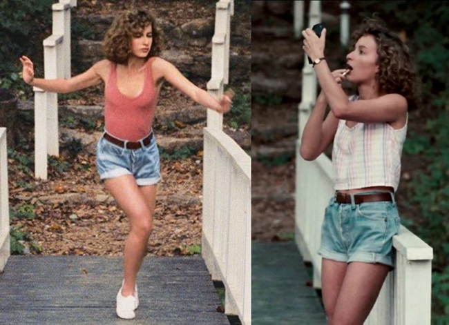 Dirty Dancing là một bộ phim kinh điển của Hollywood. Tuy nhiên, ê-kíp phim cũng mắc một số sai lầm nho nhỏ như nhân vật Baby (Jennifer Grey) mặc quần short denim trẻ trung khiêu vũ với những động tác uyển chuyển từng làm mê mẩn hàng triệu đàn ông trên thế giới. Quần jeans là mốt thời trang được ưa chuộng nhất ở thập niên những năm 1980. Đáng tiếc, bộ phim lại có bối cảnh vào năm 1963.
