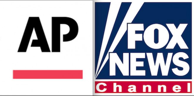 Logo của hãng tin AP (trái) và của kênh Fox News. Ảnh: NEWS CORPORATION