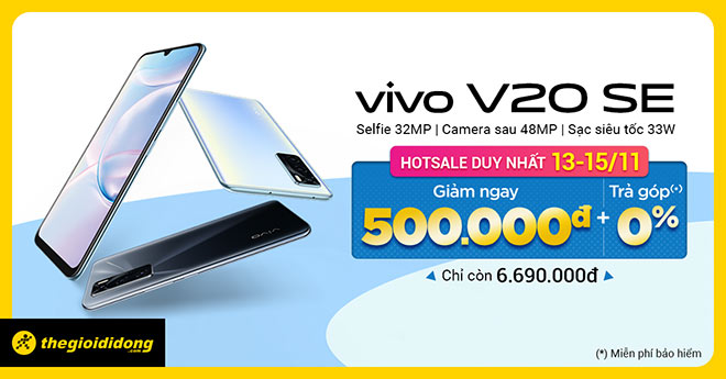 3 ngày vàng mua vivo V20 SE giảm 500.000đ, trả góp 0% tại Thế Giới Di Động - 1