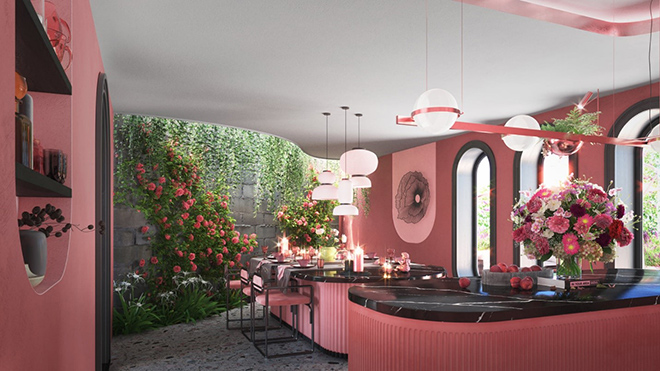 Không gian thơ mộng với điểm nhấn là mặt bàn đá Nero Marquina tạo thêm nét phóng khoáng trong thiết kế của KTS Hoàng Ân