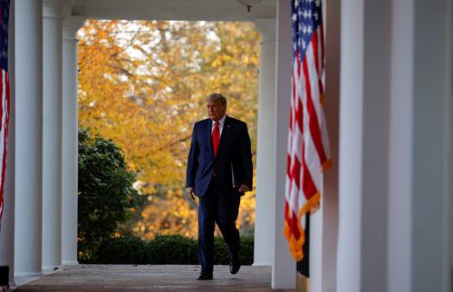 Tổng thống Mỹ Donald Trump tại Nhà Trắng hôm 13-11 Ảnh: REUTERS