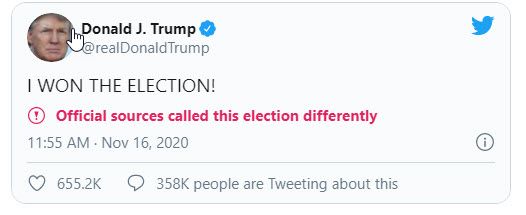 Ông Trump tuyên bố "chiến thắng bầu cử" trên mạng xã hội Twitter.