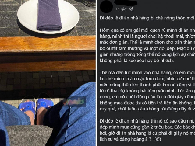 Bạn trẻ - Cuộc sống - Đi dép lê tiền triệu vào nhà hàng, chàng trai bị bạn gái "khinh ra mặt"